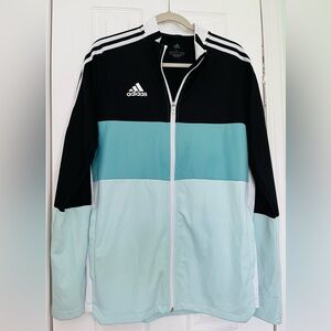 Adidas Black and Teal Zip-Up Jacket